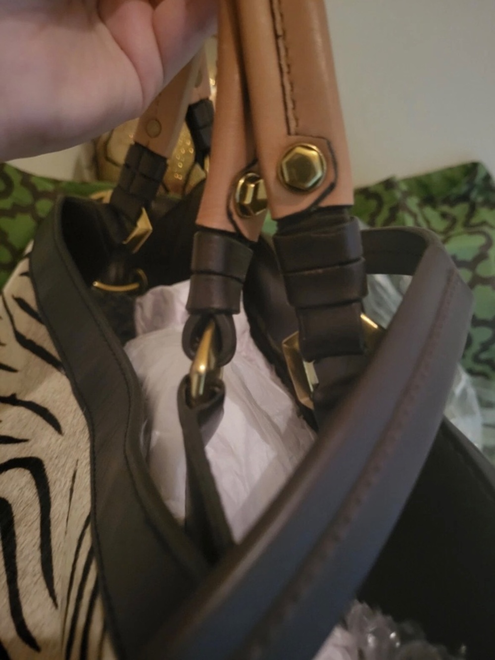 ORYANY Zebra Print Calf Hair Leather Bag Purse - Picture 4 of 5